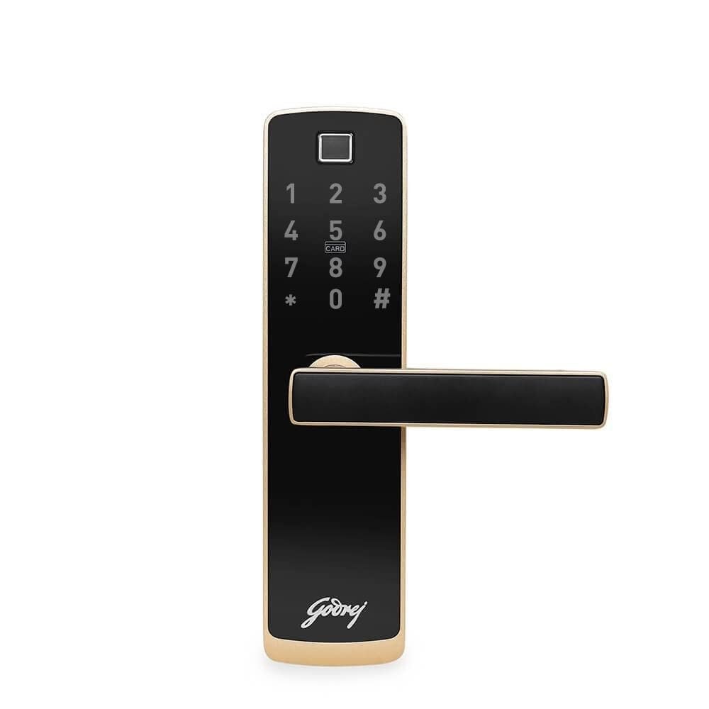 Godrej Catus Touch Plus Digital Door Lock with 4 in 1 Access - Fingerprint, RFID, PIN Access & Mechanical Key,Champagne Gold Finish