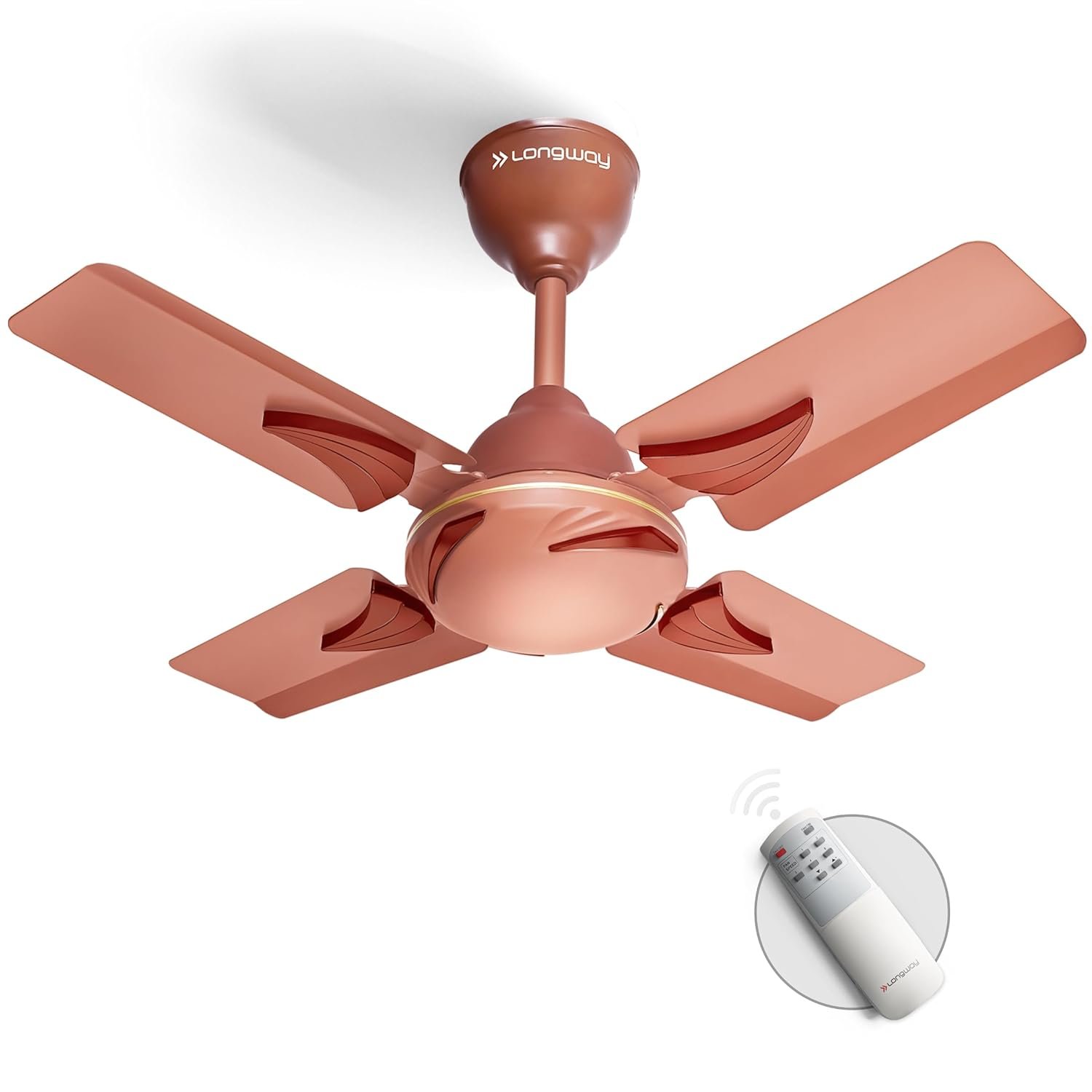 LONGWAY Creta P1 600 mm/24 inch Ultra High Speed 4 Blade Anti-Dust Decorative Star Rated Remote Controlled Ceiling Fan 2 Year Warranty (Rusty Brown, Pack of 1)