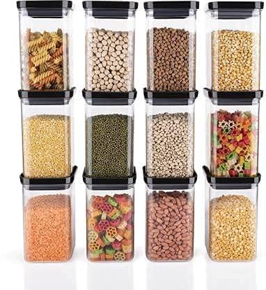 Homemet Airtight Plastic Unbreakable Square Containers, Kitchen Storage Container, Grocery Container & Container Set - 1100ML (Pack Of 6)
