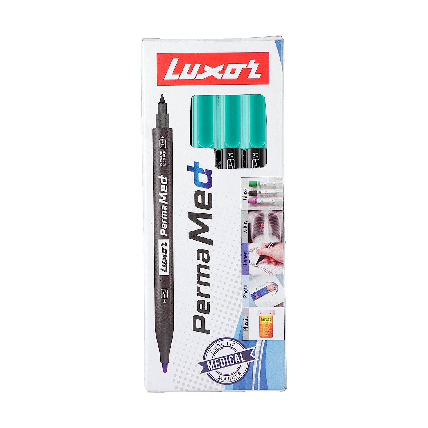 Luxor Perma Medium Marker Pen, Green (Pack of 10) (9000030169)