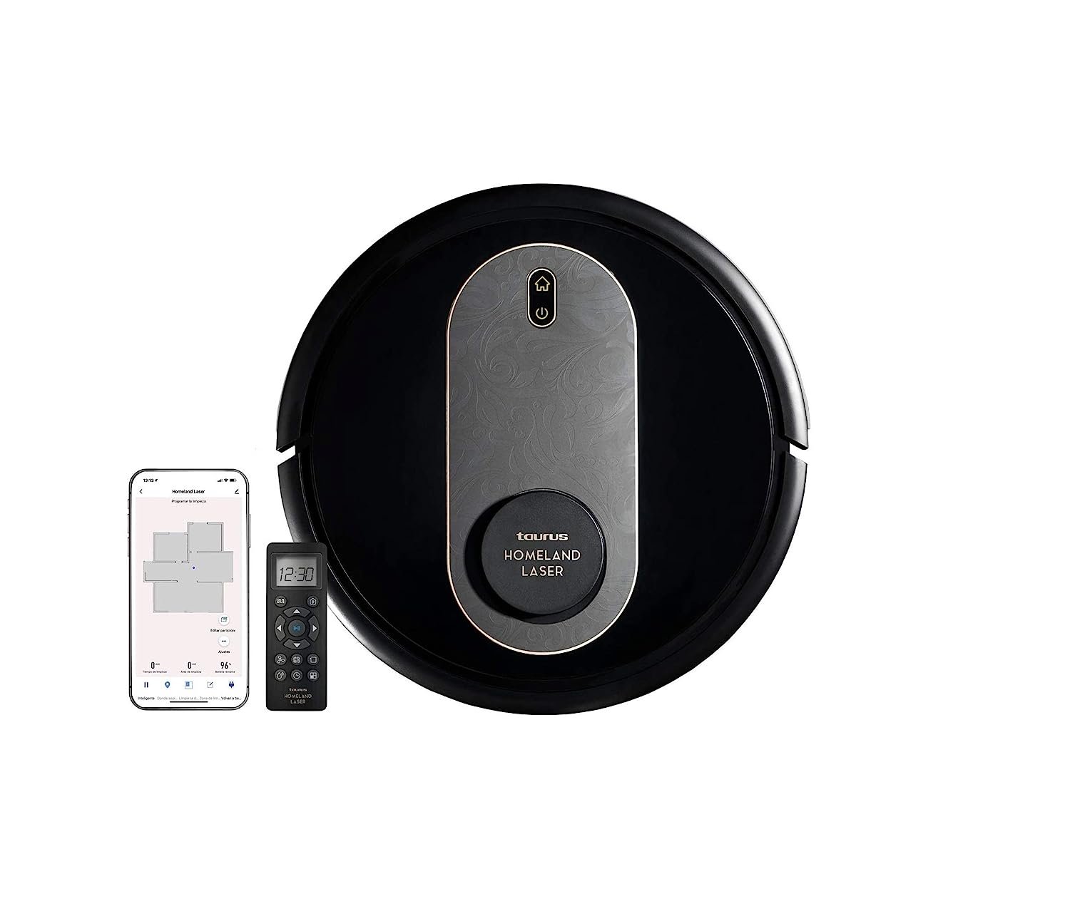 Taurus Inalsa Robot Vacuum Cleaner Homeland Laser- 4 in 1 Function|Vacuum,Scrub, Mop & Sweep|2300 Pa,Smart Navigation & 10 Cleaning Modes| 120 Min Runtime, Works with Alexa & Google Assistant, (Black)