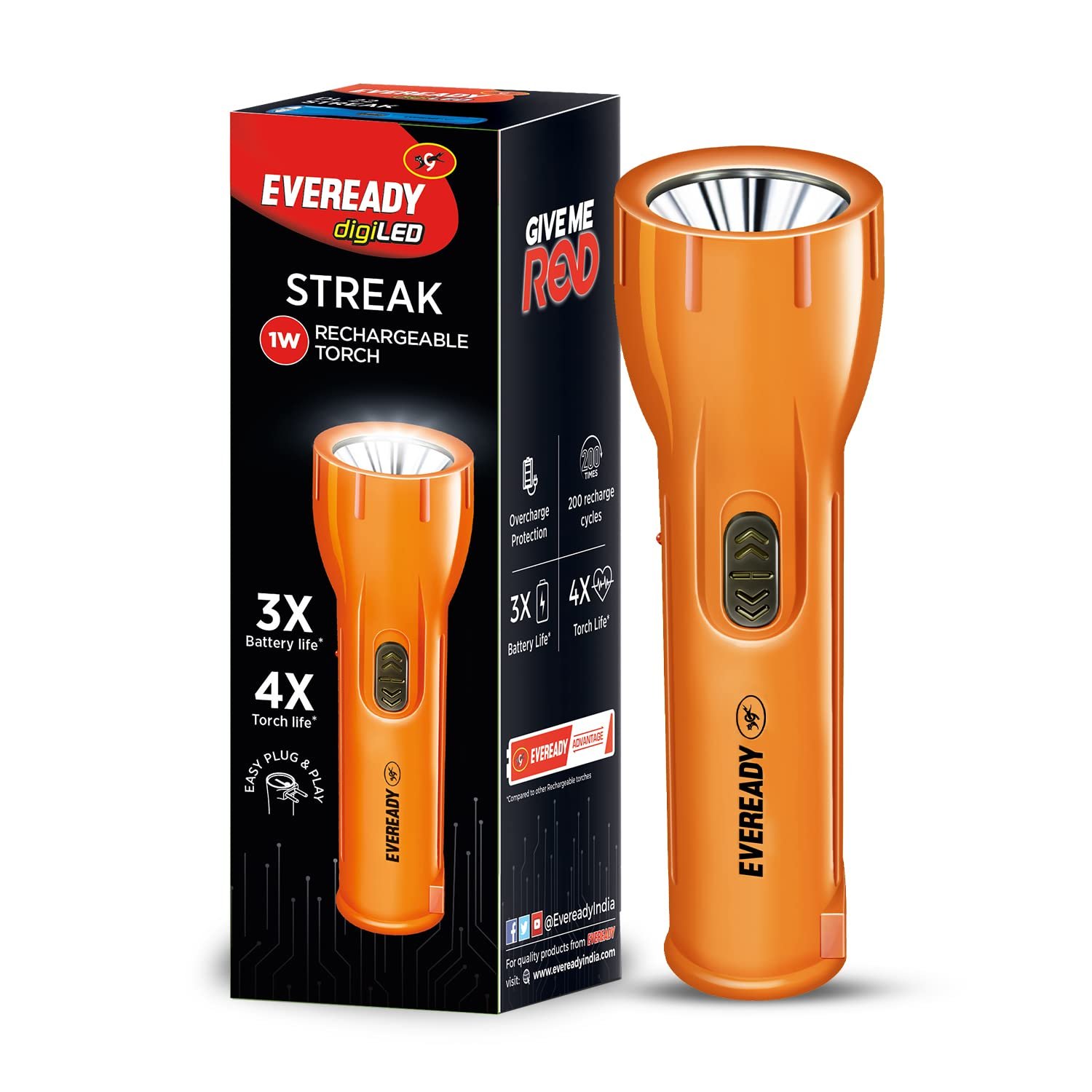 Eveready DIGILED DL22 Rechargeable Torch (Color May Vary)