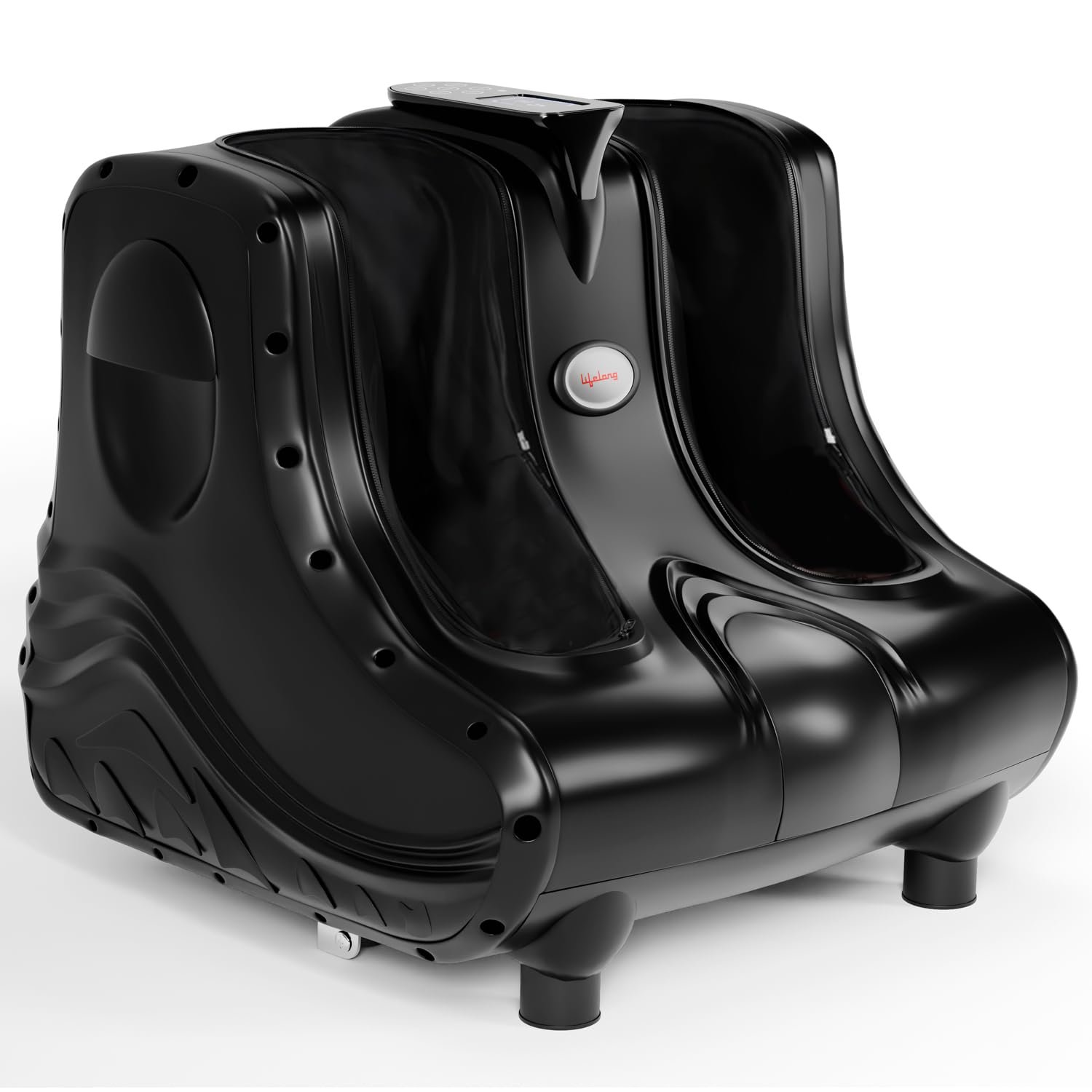 Lifelong Foot Massager Machine for Pain Relief|Electric Foot Massager for Pain Relief,Feet Massager for Blood Circulation,Foot Pain Relief with Soothing Heat,Removable Cover,& Digital Display,Black