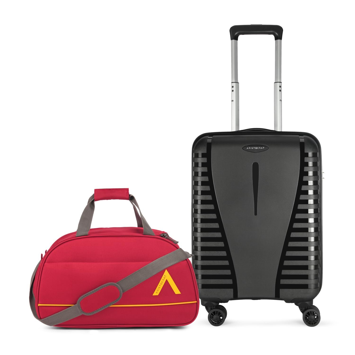 Apply ₹100 coupon | Aristocrat Polycarbonate AIRPRO Hard Shell Spinner Suitcase 55 JBK + Cadet DF 62 RED, 55 Cm