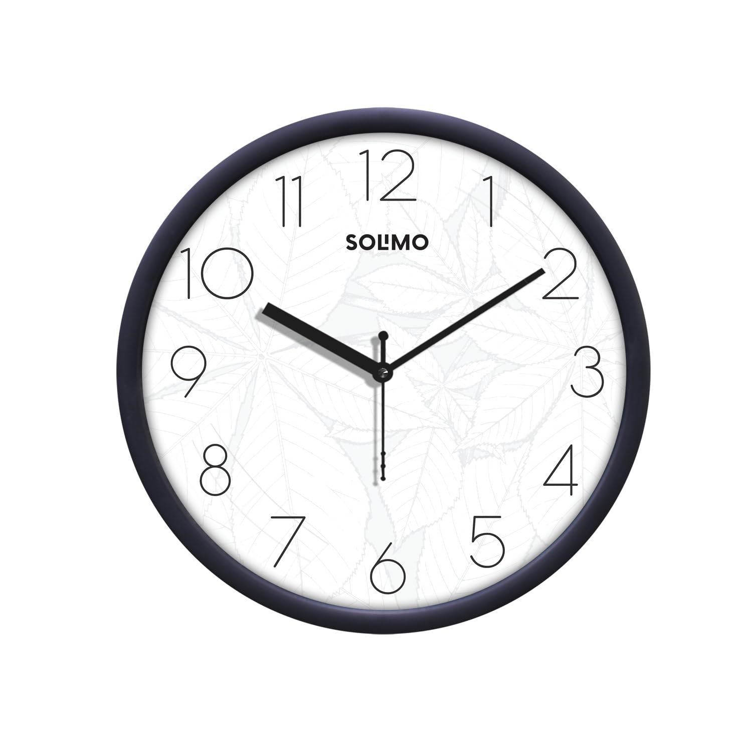 Amazon Brand - Solimo Plastic 11-Inch Classic & Modern and Stylish Silent Movement Analog Wall Clock - Black