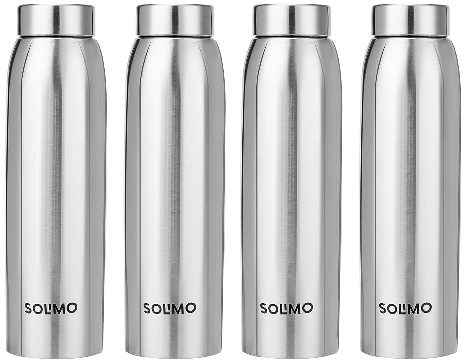 Solimo Stainless Steel Water Bottle, Set of 4, 1 L Each (Elate)