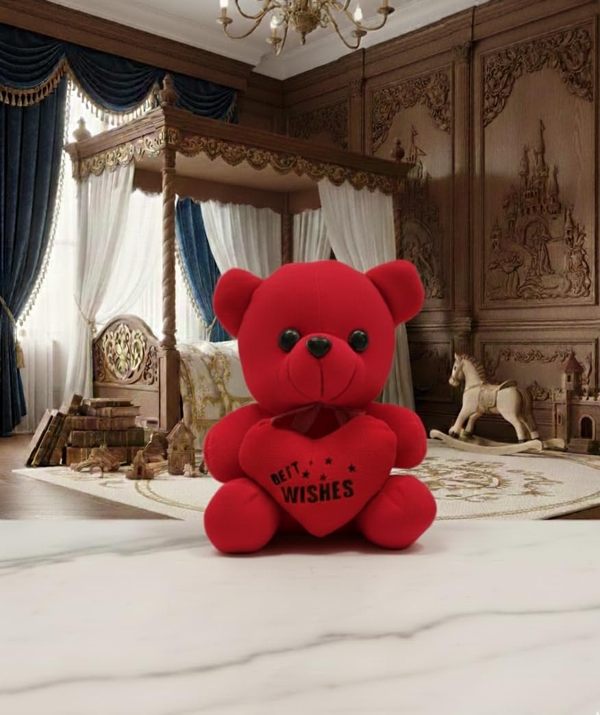 Cute Plush Teddy Bear with Heart | Soft Stuffed Toy for Kids & Adults for Birthdays, Valentine’s Day & Special Occasions (Color Will be Sent as per Availability in Stock)